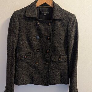 Anne Klein Women's Career Black Tweed Polyester Blend Blazer Jacket Size 2P EUC
